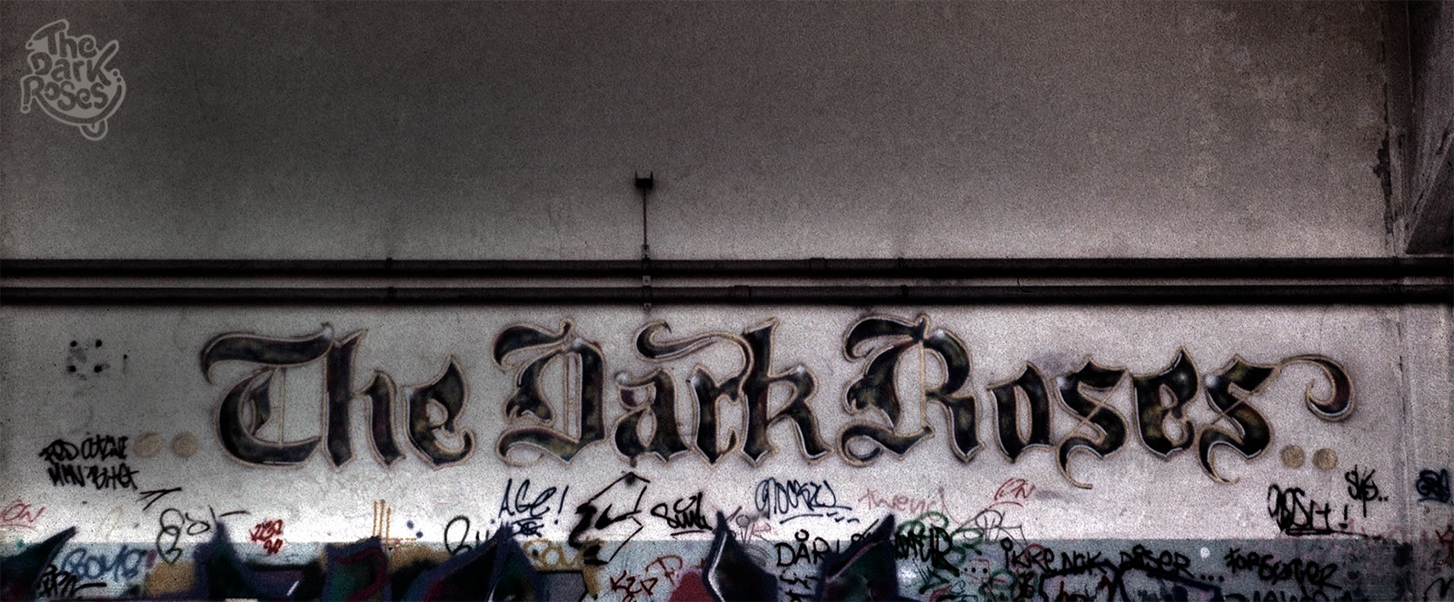 The Dark Roses - monochrome Gothic Letters made by DoggieDoe. Valseværket, Copenhagen, Denmark 1986